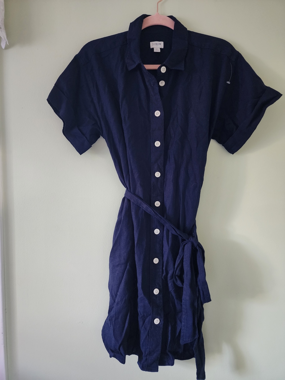 J. Crew Navy Button-Front Midi Shirt Dress